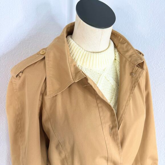 Vintage Tan Belted Trench Coat Light Academia Old Money - Picture 4 of 10